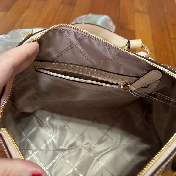 NWT Michael Michael Kors Grayson Logo Embossed Medium Satchel Bag ROSE Gold - Picture 5 of 12